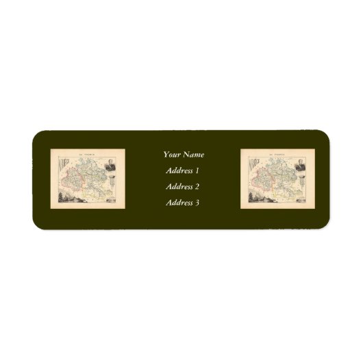 1858年フランスの有江省地図 ラベル (正面)