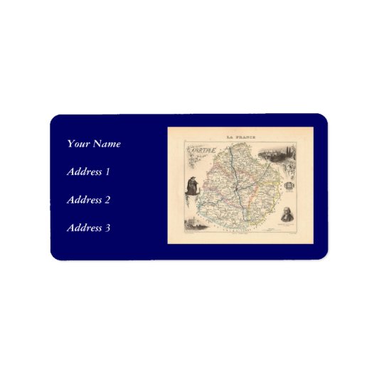1858年フランス・サルト県地図 ラベル (正面)
