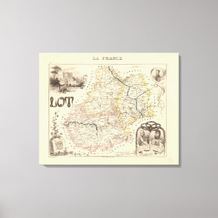 1858年ロット部地図フランスポスター キャンバスプリント