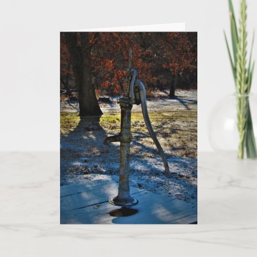 "1858年製の水ポンプ" クリスマスカード カード (正面)