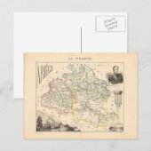 1858年 フランス アリエージュ県地図 ポストカード (正面/裏面)