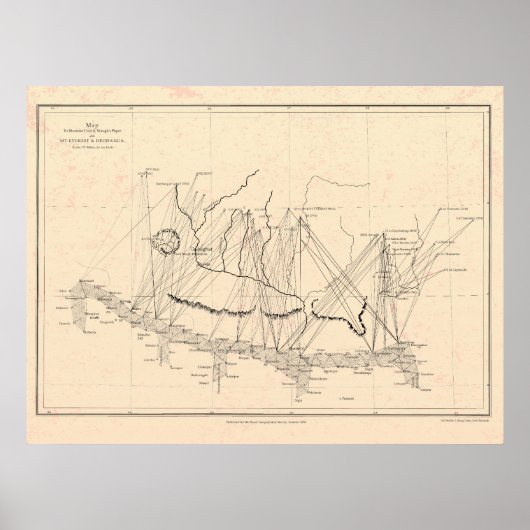 1858 Col. Waugh Everest & Deodanga Map Poster ポスター (正面)