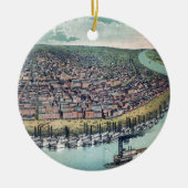 1859年のセントルイス(ミズーリ州)の古地図 セラミックオーナメント (正面)