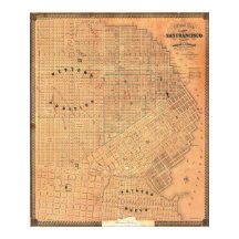 1859年のヴィンテージな詳細ゴールドサン・フランシスコ地図