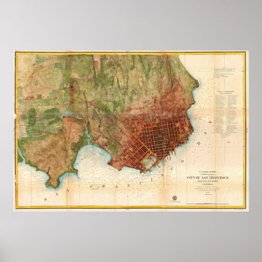 1859年サンフランシスコのコースト調査マップ ポスター (正面)