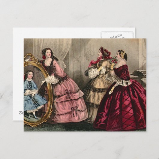 1859年1月カラープレートイメージゴデイのレディーズブック ポストカード (正面/裏面)