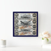1860サウスカロライナ10ドル紙幣 スクエア壁時計 (ホーム)