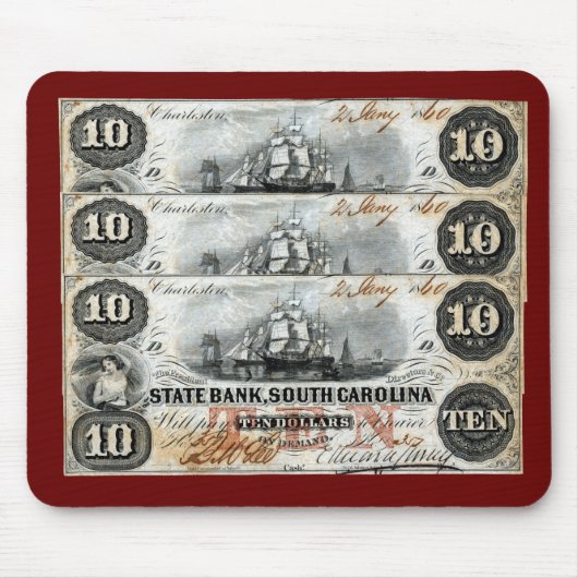 1860サウスカロライナ10ドル紙幣 マウスパッド (正面)