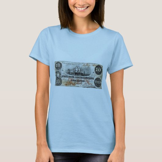 1860サウスカロライナ10ドル紙幣 Tシャツ (正面)