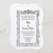 1860ビクトリアン年のフローラ縁どに結婚乗る 招待状 (正面/裏面)