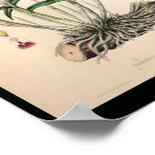 1860ヴィンテージオーキッドフラワープリントピンク ポスター (角)