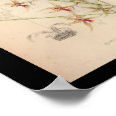 1860ヴィンテージオーキッドフラワープリント 淡い色の ポスター (角)