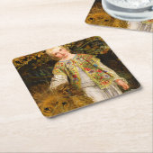 1860年ウィリアム・ベル・スコット著Una and the Lion スクエアペーパーコースター (アングル)