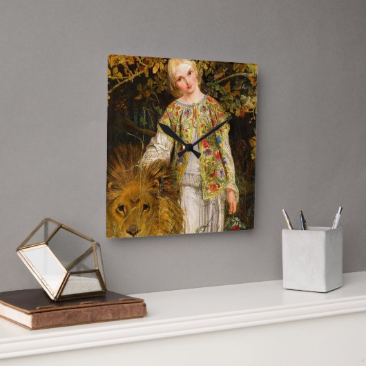 1860年ウィリアム・ベル・スコット著Una and the Lion スクエア壁時計 (オフィス)