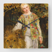1860年ウィリアム・ベル・スコット著Una and the Lion スクエア壁時計 (正面)