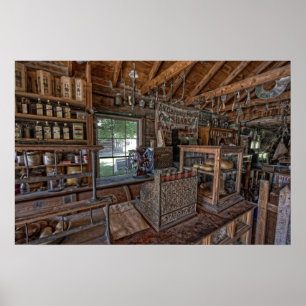 1860年代の古い西の雑貨店-モンタナ ポスター