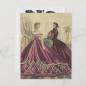 1860年代の女性のティーパーティー 招待状 (正面/裏面)