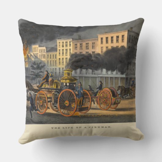 1860年代リトグラフヴィンテージの生活 クッション (裏面)