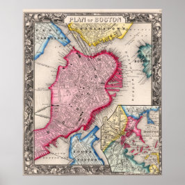 1860年当時のボストン市地図 ポスター