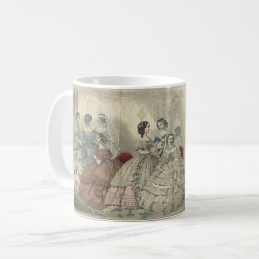 1860年Godey's花嫁と花嫁の友達のマグカップ コーヒーマグカップ (正面左)