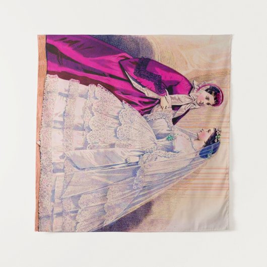 1861年のフランスのファッション版のウェディングドレス タペストリー (正面(横))