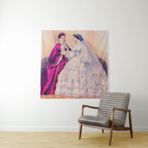 1861年のフランスのファッション版のウェディングドレス