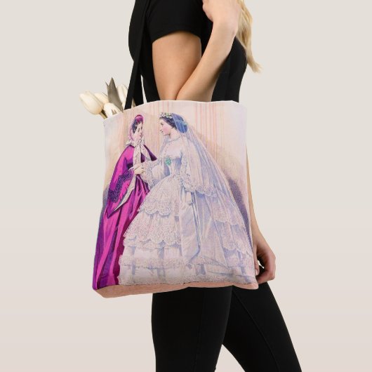 1861年のフランスのファッション版のウェディングドレス トートバッグ (クローズアップ)