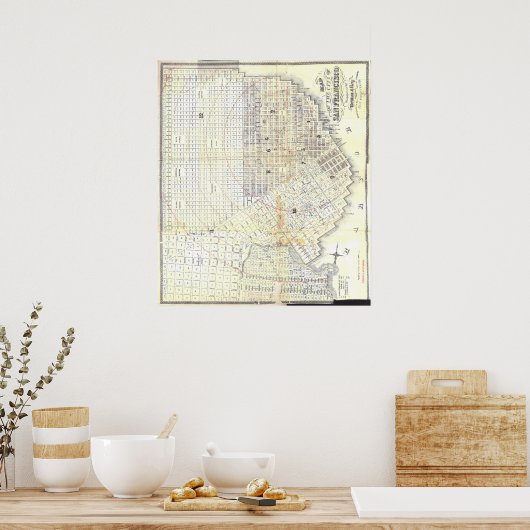 1862サンフランシスコの地図 ポスター (キッチン)