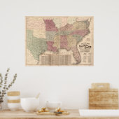 1862年アメリカ南部州の地図 ポスター (キッチン)