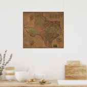 1862年テキサス州の地図 ポスター (キッチン)