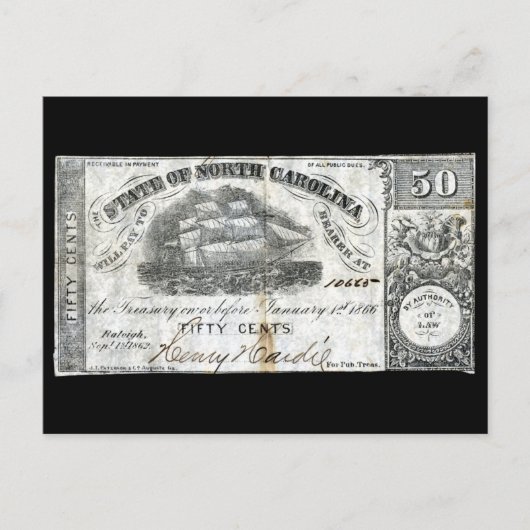 1862 North Carolina 50 Centノート ポストカード (正面)