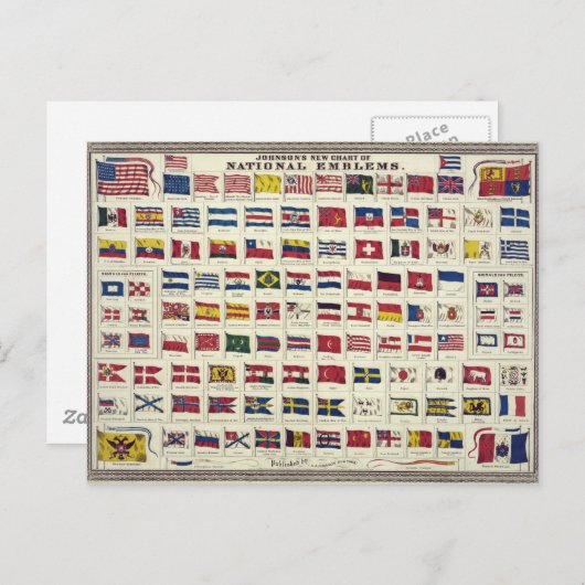 1863年のヴィンテージ国旗チャート - 1863年に作成 ポストカード (正面/裏面)