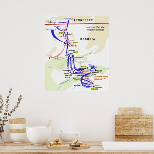 1864年のアメリカ南北戦争アトランタ運動 ポスター (キッチン)