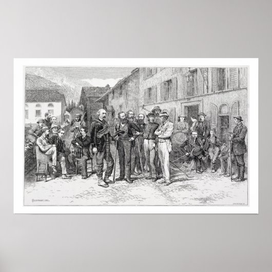 1864年のツェルマットのクラブ室「アセント」より ポスター (正面)