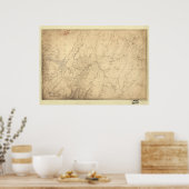 1864年の内戦マップ軍団の動きチャタヌーガ， TN ポスター (キッチン)