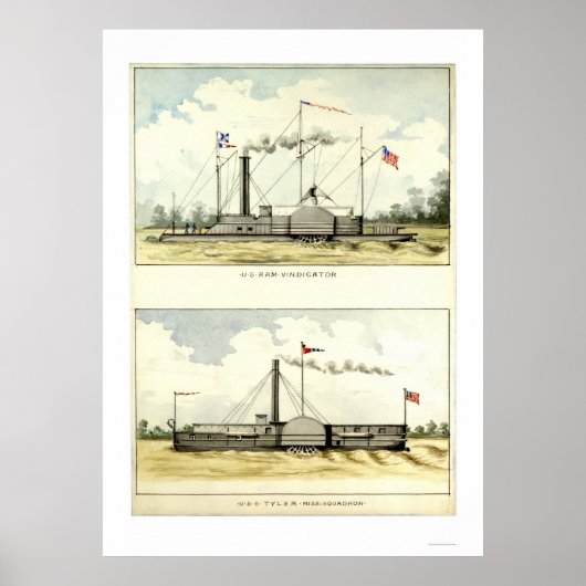 1864年のD.M.N.StoufferによるIronclad Vindicator ポスター (正面)