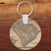 1865サウスカロライナの地図 キーホルダー (正面)
