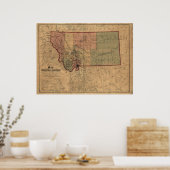 1865モンタナの地図 ポスター (キッチン)