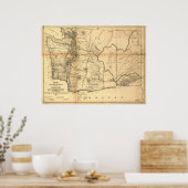 1865ワシントン州の地図(州) ポスター (キッチン)