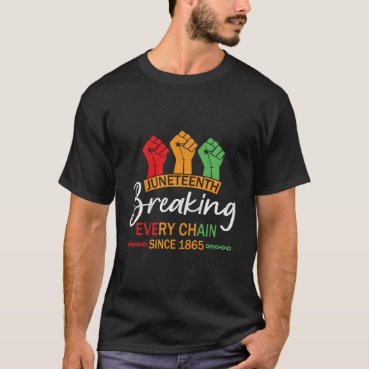 1865年のアフリカ系アメリカ人のチェーンごとに17回破る Tシャツ (正面)