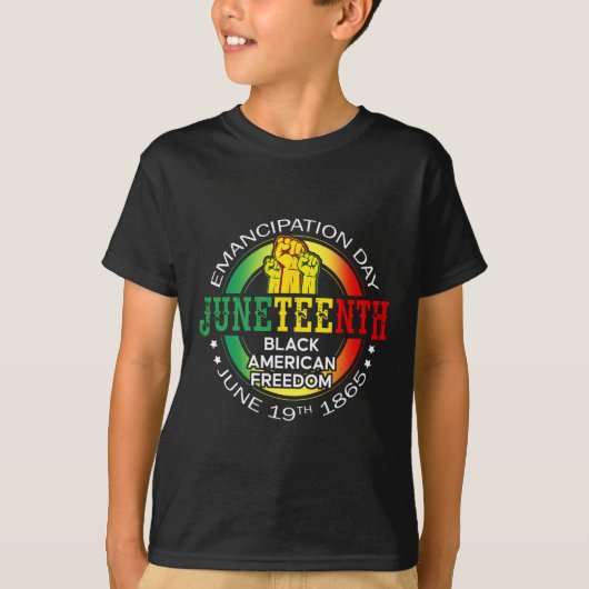 1865年アフリカ系アメリカ人の自由1865年ブラックヒー Tシャツ (正面)