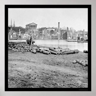 1865年リッチモンド市の焼却された地区と首都 ポスター