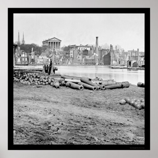 1865年リッチモンド市の焼却された地区と首都 ポスター (正面)