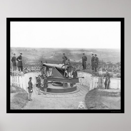 1865年ワシントンの巨大な火砲と将校 ポスター (正面)