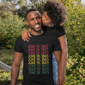 1865年6月19日繰り返し文字ブラック歴史十二月十九日 Tシャツ