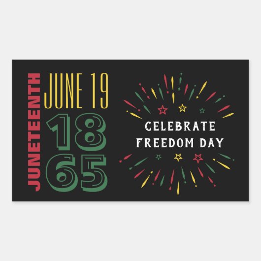 1865年6月19日黒人歴史花火 長方形シール (正面)