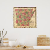 1866アーカンソーの地図 ポスター (キッチン)