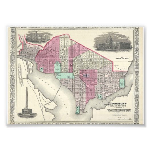 1866ワシントンDCのジョンソンの地図 フォトプリント            (正面)