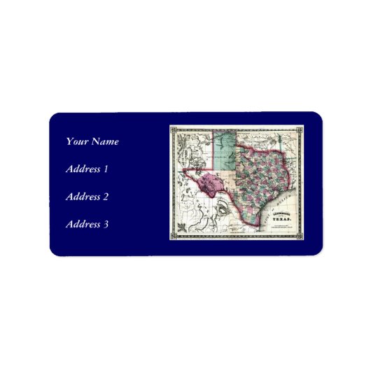 1866年テキサス州の古物地図シェンベルク&コ ラベル (正面)