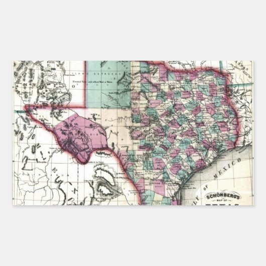 1866年テキサス州の古物地図シェンベルク&コ 長方形シール (正面)